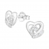 Zilveren ketting double heart met zirkona's.